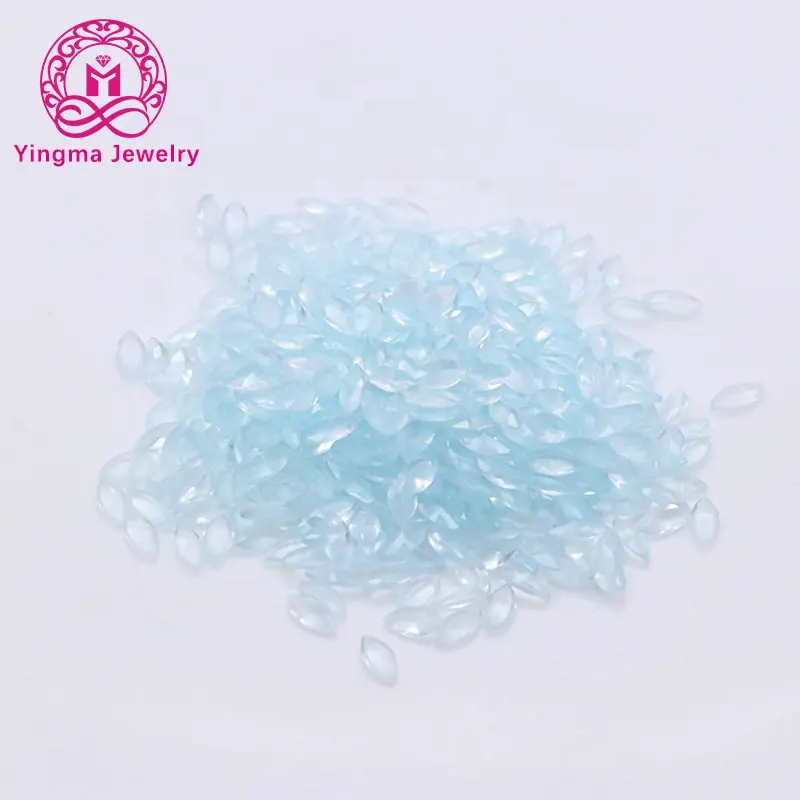 Yingma Jewelry Wholesale Bulk Marquise Cut Pink Synthetic Stone 2x4 mm Loose Purple and Light Blue Milky Glass Gemstone