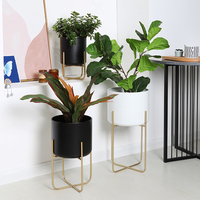 Support à plantes doré, décoration intérieure moderne, style mid-century, support de présentation, étagère en fer forgé, support à plantes en métal pour pot de fleurs d'intérieur