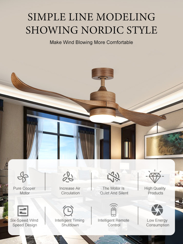 2022 Factory Supply Wood Grain Color Luminaire Ceiling Light With Fan