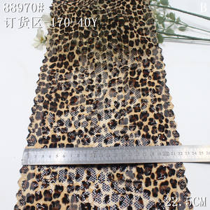 Populaire imprimé léopard 22CM haute qualité Spandex Nylon élastique dentelle garniture doux imprimé Stretch maille dentelle tissu pour sous-vêtements Sexy - Product Image 3
