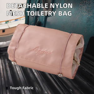 Bolsa de Aseo de Viaje Desmontable de Malla de Nailon, Estuche Cosmético Portátil Enrollable Personalizado con Cierre de Cremallera, Estilo Moderno - Product Image 3