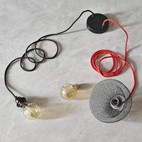 Cable Eléctrico Aislado de PVC Multifilar con Revestimiento de Tela Negra BRIGHTTIA, Cable Textil de 16 Pies para Lámparas Colgantes