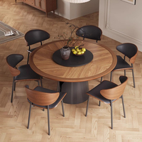 Table à manger ronde en bois massif de luxe moderne ensemble de chaises 4 6 8 places salon restaurant rotatif noir meubles designs