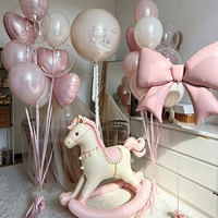 Ballon en aluminium 3D mat en forme de cheval à bascule, motif dessin animé, pour décoration de fête d'anniversaire garçons et filles, vente en gros