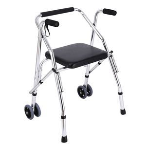 Yixinde Aluminum Alloy Foldable Wheeled <b>Walker</b> With Seat Double Wheel For <b>Elderly</b> Walking Aid - Product Image 2