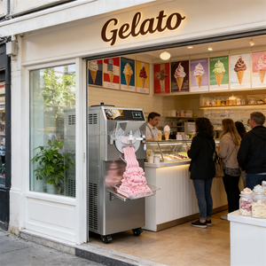 Machine à glaces artisanale 108L/H, congélateur à glaces, machine à gelato, machine à glaces dures Wonda avec certification ETL. - Product Image 1