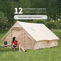 Tente de camping gonflable imperméable en PVC Oxford à double couche pour 8 à 10 personnes, trois chambres, un salon, montage rapide et automatique