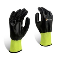 Guantes de Poliéster Antideslizantes y Resistentes al Aceite, Recubiertos de Nitrilo en la Palma, Flexibles para Procesamiento de Maquinaria