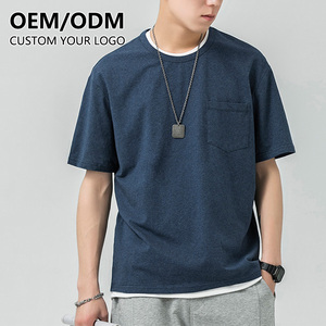 OEM High Quality Men's Pocket T-Shirt with Custom Logo Knitted 100% Cotton Eco-Friendly Short Sleeve Print Design - Product Image 3