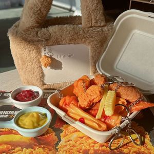 Simulated PVC Food Keychain Set French Fries Chicken Nuggets Fried Wings Cute Mini Fast Food Pendants for Kids Promotional <b>Gifts</b> - Product Image 2