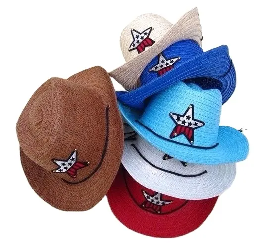 Children cheap party star kids fedora hat paper straw hat