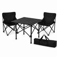 Juego de Mesa y Sillas Plegables Ligeras para Acampar, Mesa de Aluminio con 2 Sillas para Picnic, Senderismo y Viajes