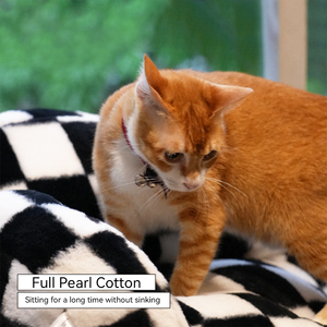 洗える、耐久性のある、モダンで豪華な、ファッショナブルな長方形のペット用ソファベッド、快適で柔らかい格子柄の布製ソファ、猫や犬用、カートン入り - Product Image 5