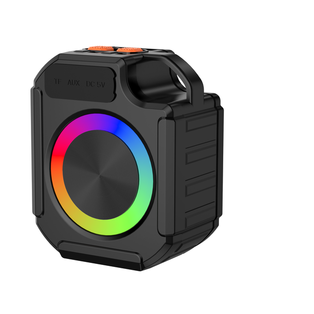 square Outdoor Portable Bluetooth Wireless Speaker Waterproof Bluetooth V5.0  with Led Light Support TF Card FM Radio with Tuner