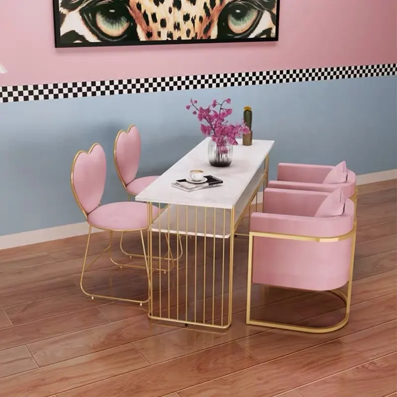 ネイルサロン家具マニキュア用ピンク超高級マニキュアテーブル