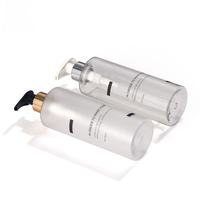 Bouteille en Plastique Givré Transparent de 300ml 500ml pour Shampoing, Gel Douche, Après-Shampoing, avec Pompe Distributrice en Aluminium