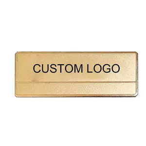 Custom Logo Name Badge Brass Metal Name Plate Tag for Handbag Gold Custom Zinc Alloy Metal Name Plate Tags with Brooch Pins