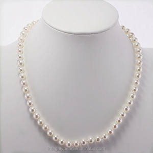 Collar de perlas redondas cultivadas en agua dulce, simple, blanco, grado AA +, 7-8mm - Product Image 6