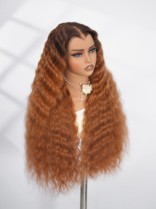 Perruque à dentelle frontale 13x6, vague profonde, brun caramel avec racines foncées, ligne de cheveux en forme de M, cheveux humains, dentelle HD, sans colle, vente en gros - Product Image 3