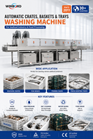 Machine de nettoyage continu pour paniers de tofu de poisson, machine de lavage de paniers à séchage à l'air et à température contrôlée automatiquement