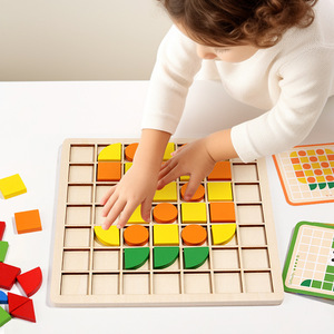 Mosaic Puzzle Wooden Educational Toy For Kids 2-4 Years Square Shape <b>Building</b> <b>Blocks</b> Learning Game - Product Image 1