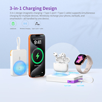 Banque d'alimentation sans fil magnétique 3 en 1 10000mAh 22.5W Charge rapide Type-C Chargeur portable avec sangle pour téléphones et montres