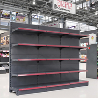 Étagères de supermarché en métal robustes à double face PFT, rayonnages empilables pour magasins de détail - autoportants