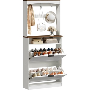 <span class=keywords><strong>Zapatero</strong></span> alto moderno de madera con cajones abatibles, mueble estrecho para <span class=keywords><strong>recibidor</strong></span>, almacenamiento de zapatos para entrada, perchero para pasillo - Product Image 1