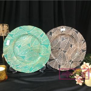 <span class=keywords><strong>จาน</strong></span>ชาร์จลาย<span class=keywords><strong>ใบไม้</strong></span>สีทอง,แผ่นพลาสติกสำหรับงานแต่งงาน - Product Image 6