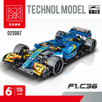 Kit de Bloques de Construcción XMORK MOC DIY C36 F1, Coche de Carreras, 1135 Piezas, Escala 1:10, Coche de Carreras de Simulación Azul, Ladrillos para Jugadores de MOC