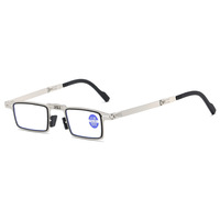 Lunettes de lecture pliantes miniatures en métal MK2312081, petites lunettes rondes portables pliantes bloquant la lumière bleue avec étui