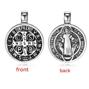 Perhiasan Katolik Religius Gaya Eropa Baja Anti Karat Medali Pengusiran Setan Santo Benediktus Liontin Salib Katolik Kalung - Product Image 6