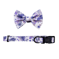 Conjunto de Collar para Mascotas con Estampado Floral de Alta Calidad, Collar Ajustable para Perros y Cachorros con Corbata de Moño Extraíble, Accesorios para el Cuello
