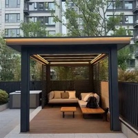 Pergola motorisée extérieure en alliage d'aluminium avec toit à lames, imperméable, gazebo, pavillon, véranda, serre préfabriquée en verre