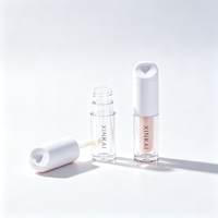 Tube de brillant à lèvres vide de 3,7 ml, en plastique ABS PETG, avec bouchon en forme de cœur, conteneur pour brillant à lèvres, logo personnalisé, flacon de brillant à lèvres cosmétique