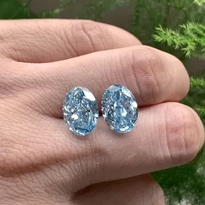 Diamante de corte oval fantasia azul intenso 5.38CT VS1 Certificado IGI 5.3 quilates VS2 CVD diamante cultivado em laboratório