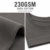 T-shirt à manches courtes en coton tricoté 230 g/m² pour homme, coupe classique, col rond, grammage lourd, impression personnalisée, gris anthracite, style streetwear