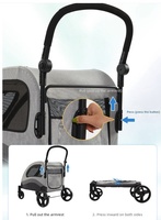 Poussette pliable pour animaux de compagnie, chariot à 4 roues pour chiens et chats, chariot de voyage respirant