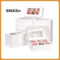 Boîte à pâtisserie, emballage pour gâteaux et desserts, fenêtre transparente, carton blanc, boîtes en papier personnalisables pour emballage de cadeaux, boîte en carton