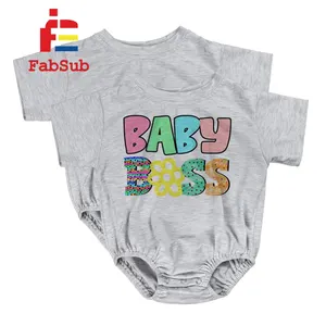 Sublimación Onesie bebé poliéster Color sólido cuello redondo bebé Onesie sublimación multicolor algodón sensación bebé Onesie