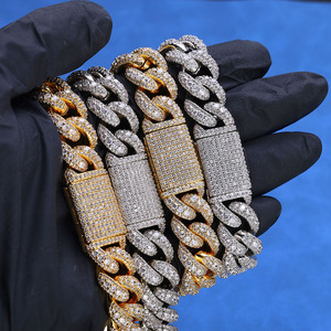 GRA Certified Moissanite Cuban Link <b>Bracelets</b> S925 Silver 18K Gold Vermeil Hand Set Pave Hip Hop Custom Fine Jewelry Maker B2B - Product Image 4