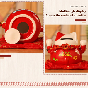 Figurine japonaise en céramique de porcelaine écologique émaillée de 4,5 pouces, chat porte-bonheur <span class=keywords><strong>Maneki</strong></span> <span class=keywords><strong>Neko</strong></span>, cadeau, tirelire pour la maison et l'hôtel - Product Image 4
