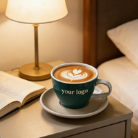 Tasses à café et soucoupes en céramique personnalisées en gros - Ensemble cadeau écologique réutilisable pour le thé, le cappuccino et l'art latte