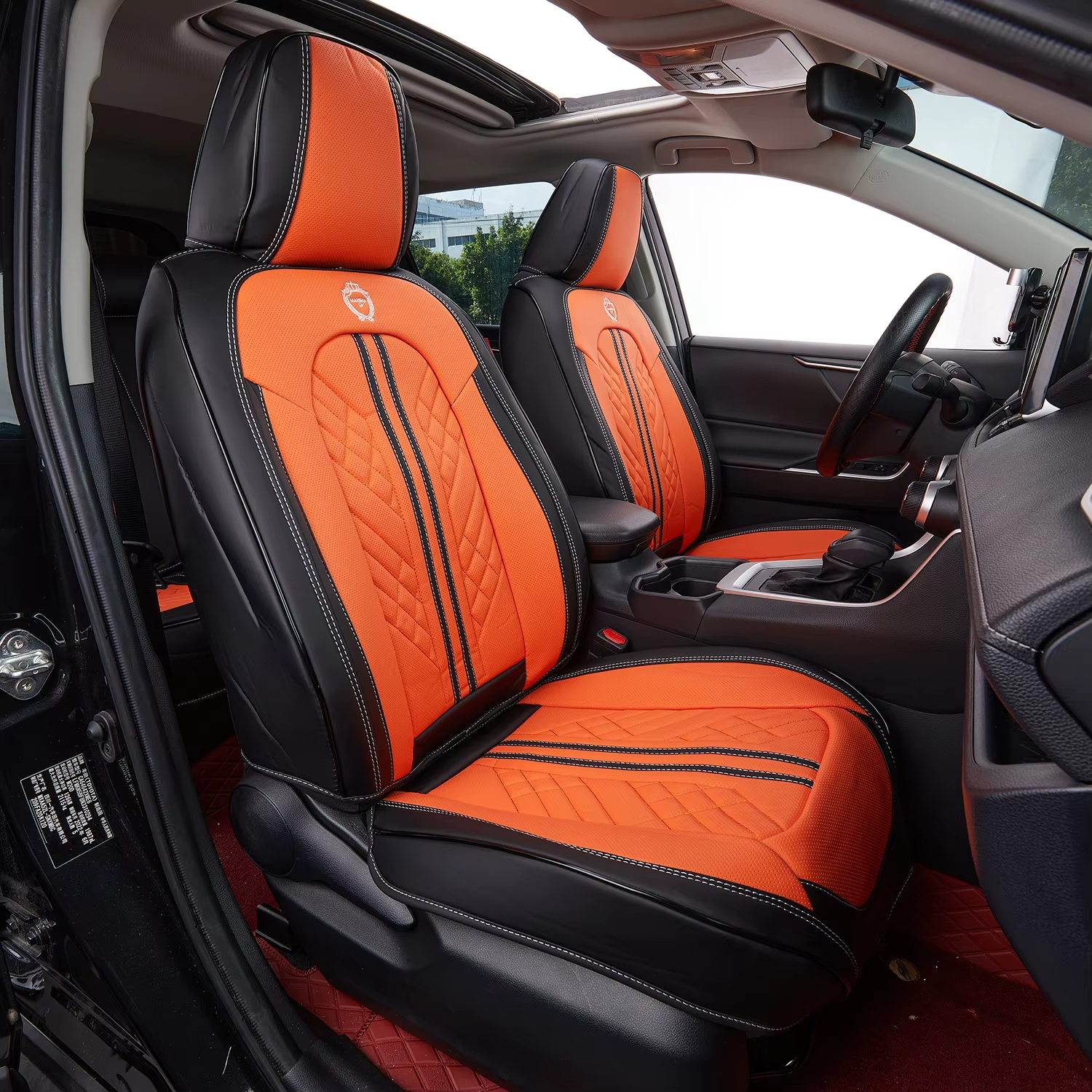 In Stock Orange Black Car Seat Covers Waterproof & Breathable