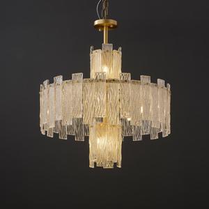 Lámpara Colgante LED de Vidrio con Diseño de Ondas de Agua en Cobre, Estilo Americano Moderno, de Lujo y Vintage, para Hotel, Restaurante, Oficina y Sala de Estar - Product Image 1
