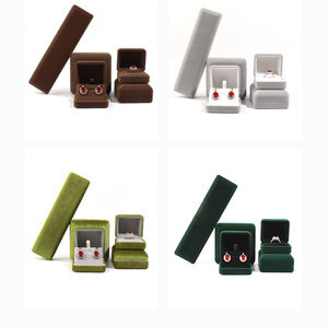 Boîte à bijoux en velours avec logo personnalisé, boîte de rangement pour bagues, bracelets, colliers, emballage de luxe pour bijoux - Product Image 6