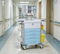Chariot d'urgence / chariot à main, chariot médical d'infusion d'urgence en ABS de haute qualité pour hôpital avec tiroirs