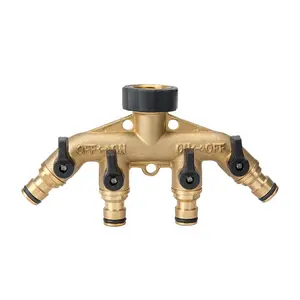 Jardim ao ar livre 3/4 "BSP Listagem 4 Way Brass Tap Conector Da Mangueira de Água Colector