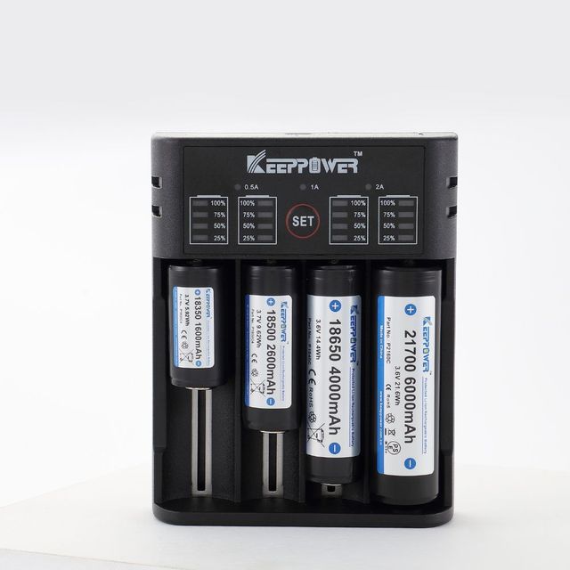 Keeppower K4 Universal Li-ion Battery Charger for 18650 21700 26650 Fast Charging with LCD Indicator, Multi-Protection