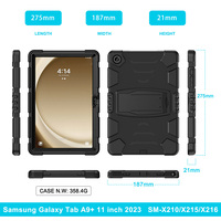 Samsung Tab A9 artı 11 inç SM-X210 X215 2023 darbeye dayanıklı sağlam 3 In1 koruyucu dahili Kickstand silikon Tablet kılıfı
